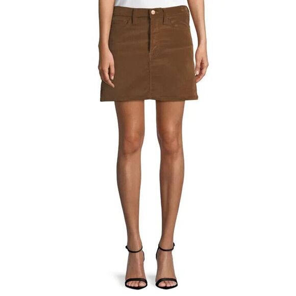 Frame Denim LMSK353 Women's Sz 26 Warm Tan/Brown Corduroy Le Mini Skirt - Picture 6 of 7